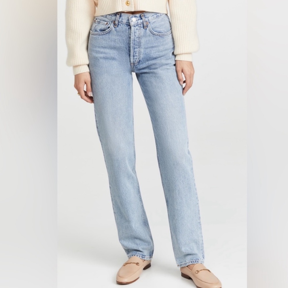 Agolde Blue Straight Leg Jeans